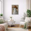 Oiseau fantaisiste portant un chapeau de cowboy sur fond neutre - reproduction d'art sur toile encadrée-152557146-152557141