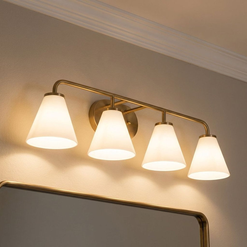  Luminaire pour meuble-lavabo de salle de bain 4 lumières Blair, Laiton, H 8 po x l 35 po x P 35 po, 4 Lights
