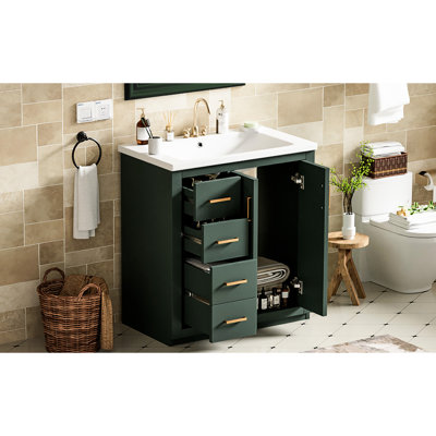 Meuble-lavabo en céramique 30 po Style moderne avec armoire spacieuse et portes à fermeture douce