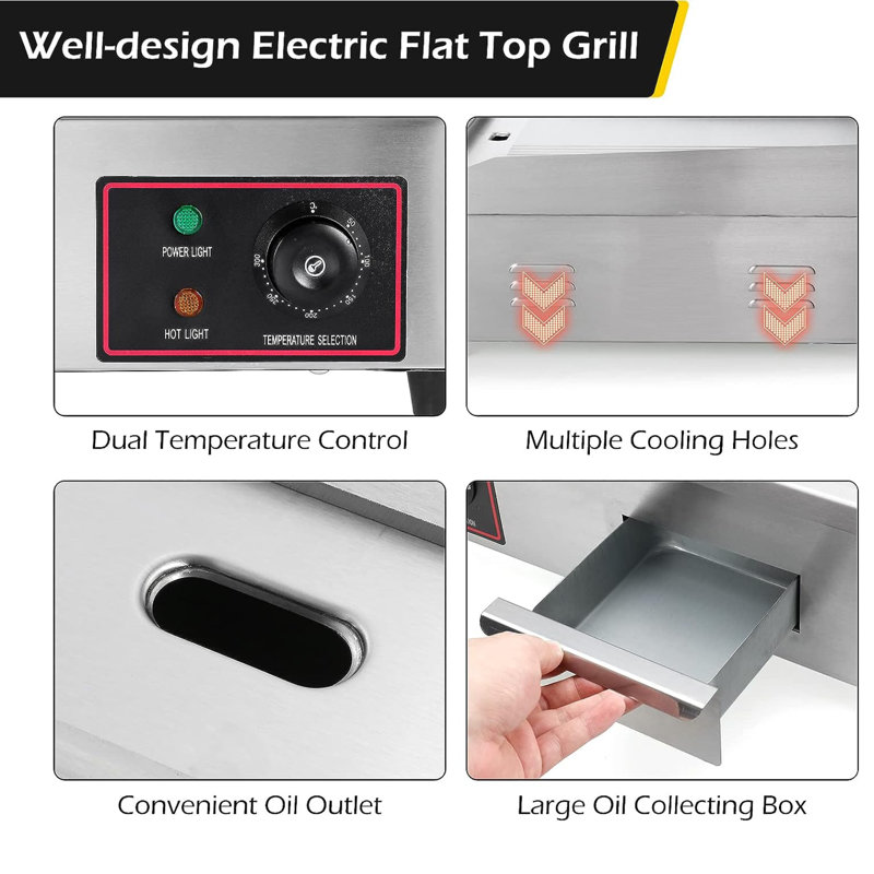 Barbecue électrique à 2 brûleurs l 28,74 po x P 18,89 Artudatech