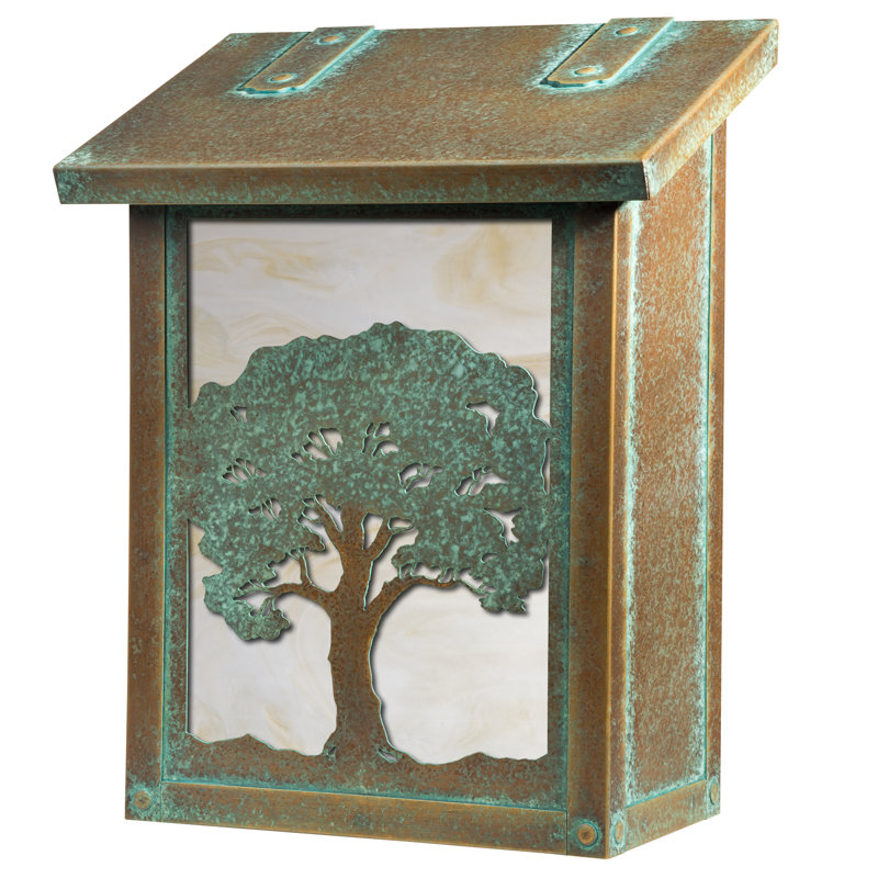 Boîte aux lettres murale verical chêne tree, Blanc vaporeux, Vert nouveau