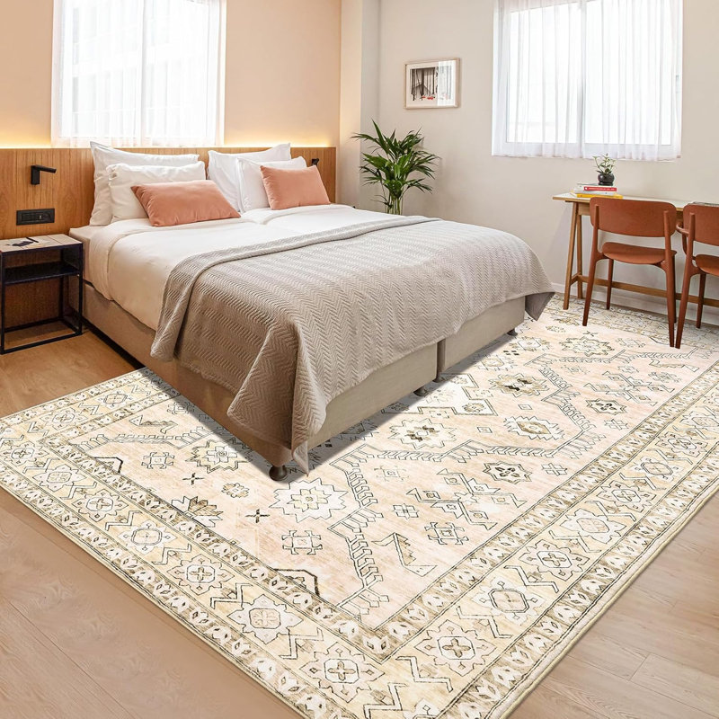Area Rugs - Washable Rug for Living Room, Non-Slip Bedroom Rug, Stain Resistant Soft Rug (Beige), Rectangle 8' x 10'