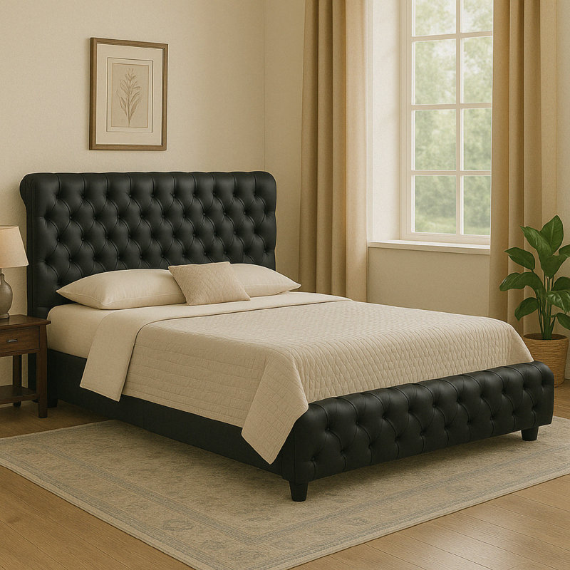 James Solid Wood Bed, Queen, Black