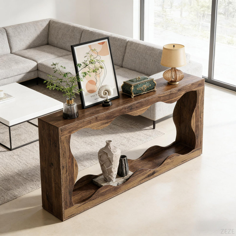 Table d'entrée de style moderne, console industrielle, table basse, Brun rustique