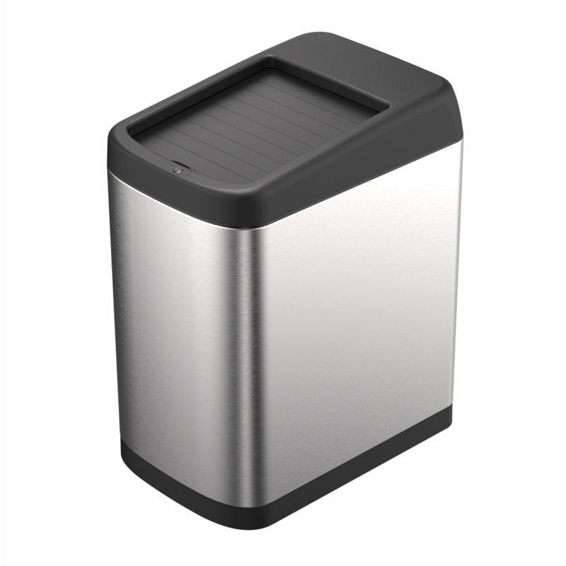 Poubelle à capteur de mouvement 13 gallons ELLO & ALLO, poubelle automatique en acier inoxydable avec couvercle coulissant, fermeture mains libres sans contact, blanc