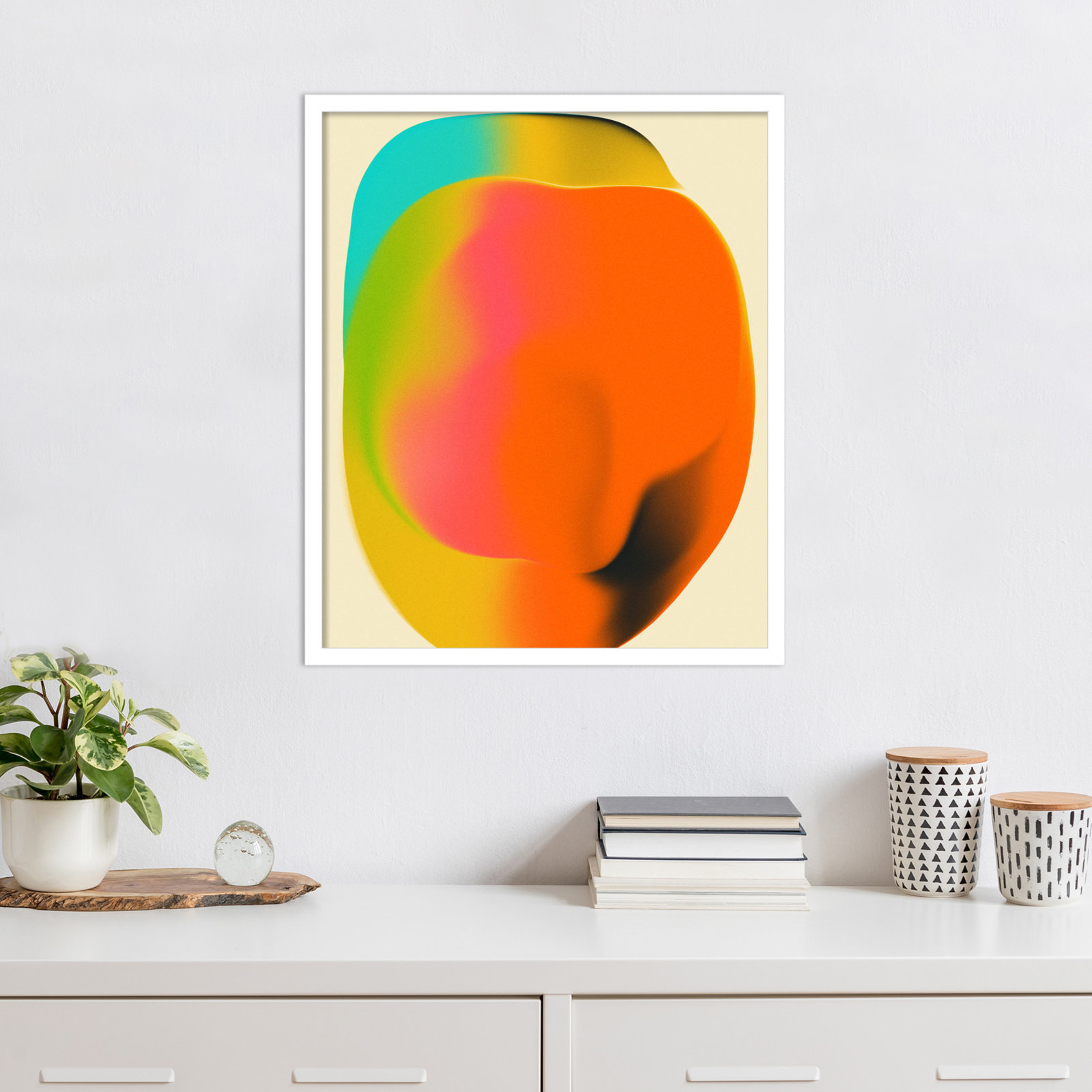 Smudge 2 by Jazzberry Blue, 25" H x 21" W, White Framed