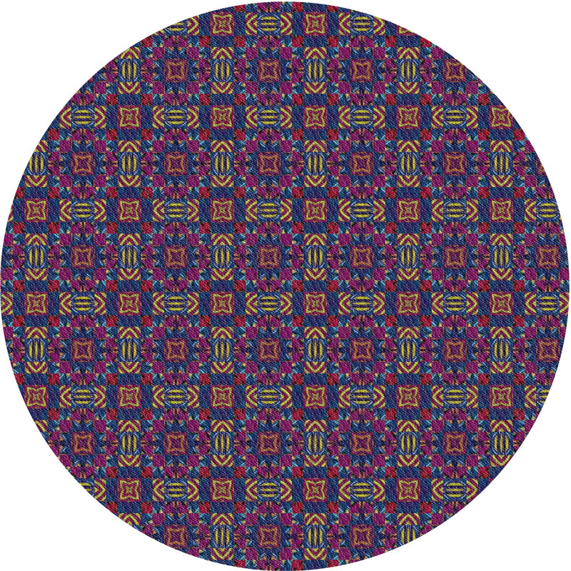 Tapis mauve à motifs/brun/orange Horigan, Rond 4 pi