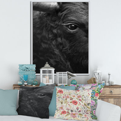 Détail de l'œil d'un taureau - photographie sur toile