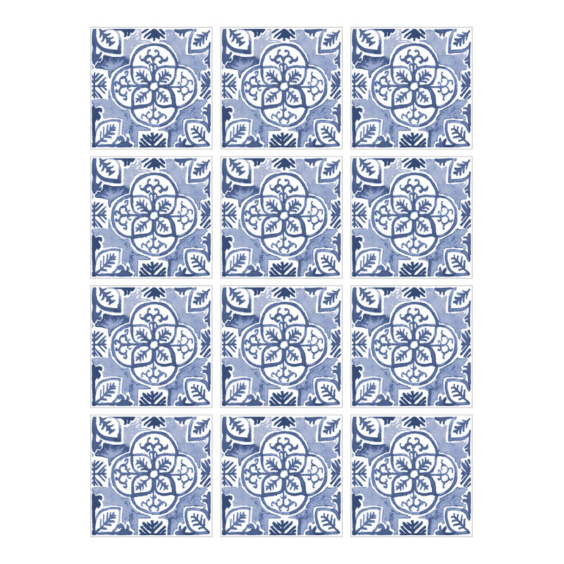 Caeli Blue and White Vinyl Peel & Stick Wall Tiles