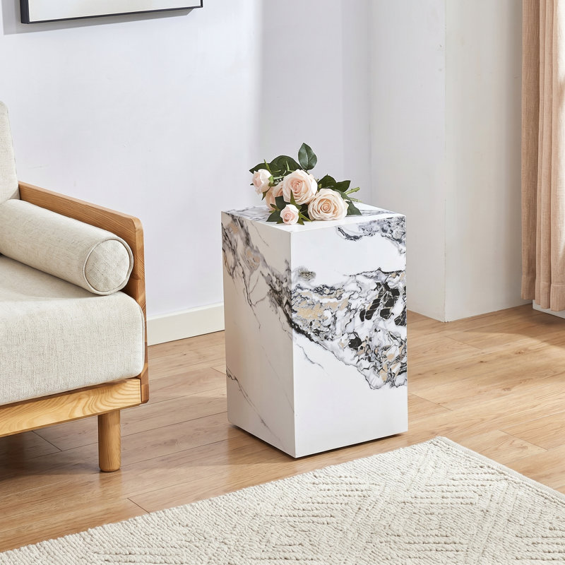 Table de bout compacte 20 po, Blanc, H 19,69 po x l 11,81 po x P 11,81 po