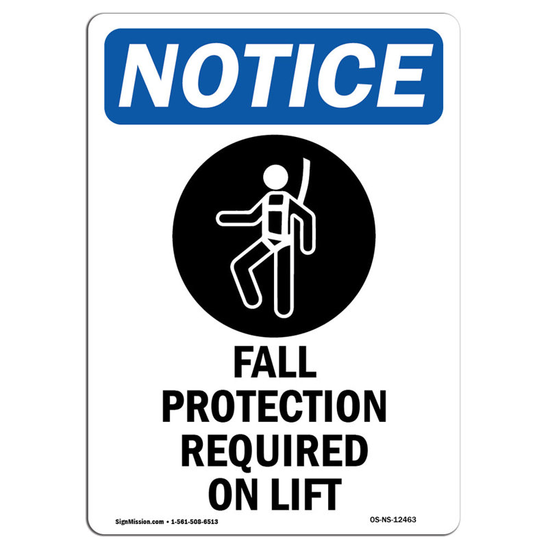 Notice - Fall Protection Required Sign