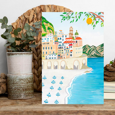 Amalfi Coast Beach Day Colourful Abstract Contemporary Lemon Tree Architecture Beach Wall Art