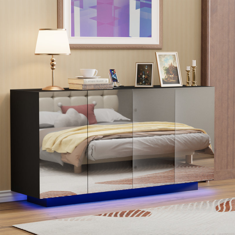 Lianna 57.9'' Sideboard, Black Mirror