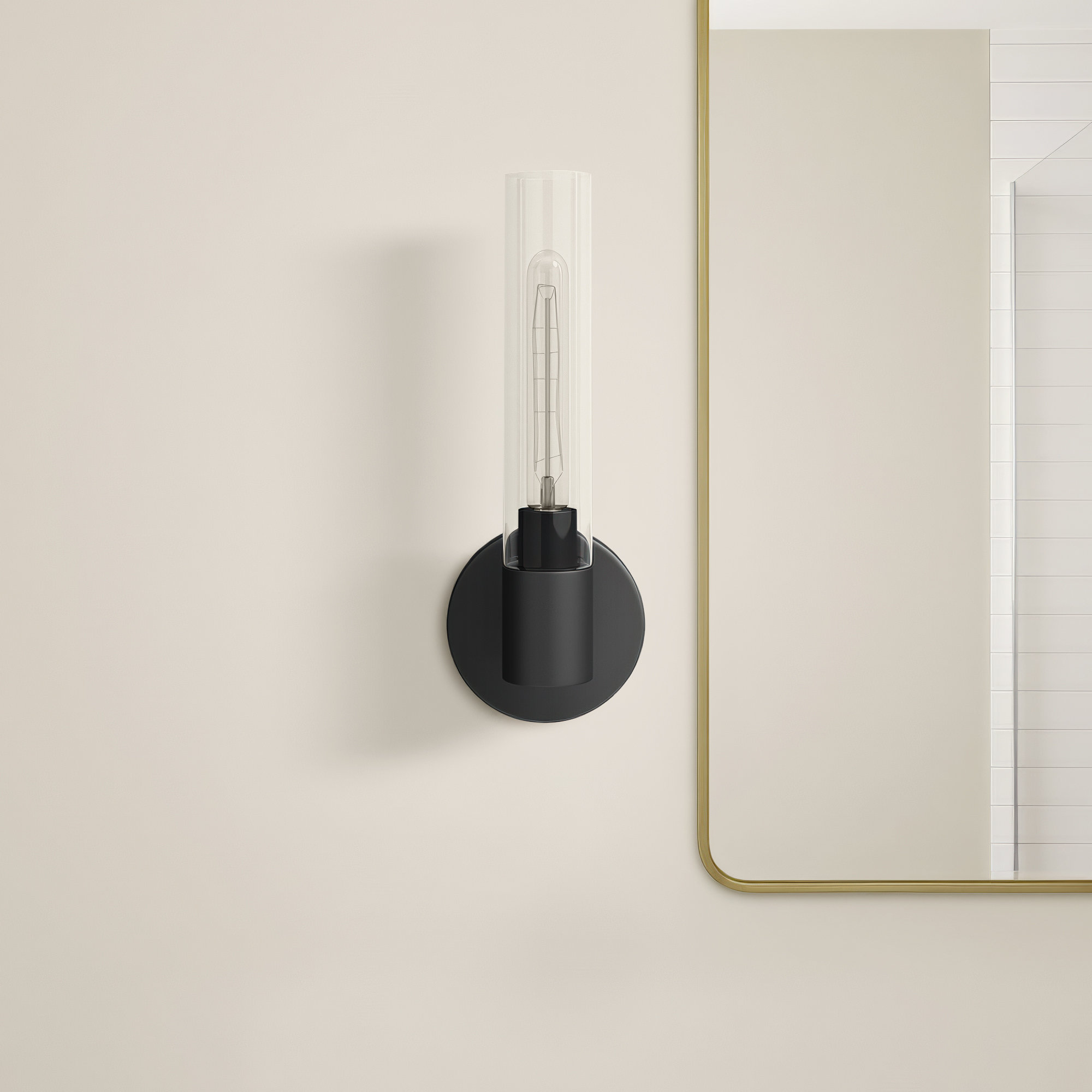 Single Transparent Dimmable Bath Sconce, Black