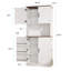 Armoire de cuisine de 71 po de hauteur, armoire de rangement de style campagnard avec 6 tablettes suspendues et tablettes réglables, armoire autoportante pour salle à manger, blanc rustique-746214131