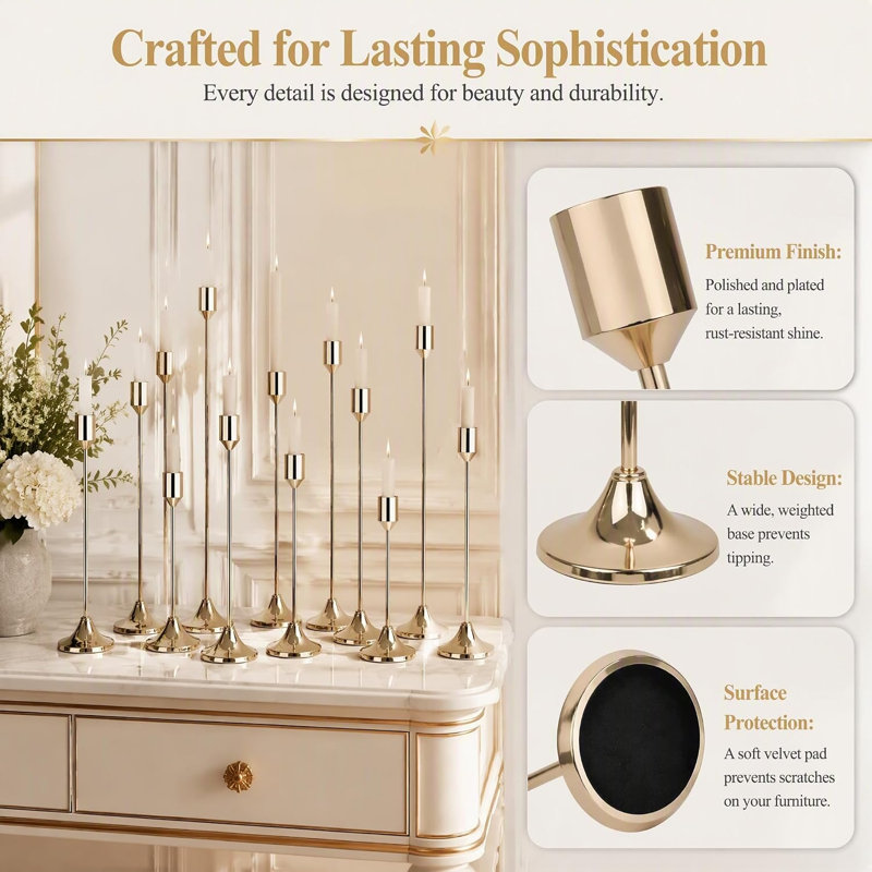 Tall  Candle Holders 30 Pack, 3 Height Taper Candlesticks for Wedding