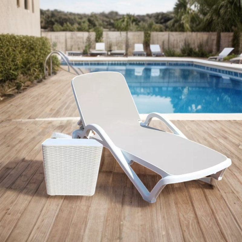 Reif Outdoor Chaise Lounge Set with Table, Gray