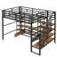 Lit mezzanine en métal avec escalier, table de rangement basse et tablettes de rangement-580631159