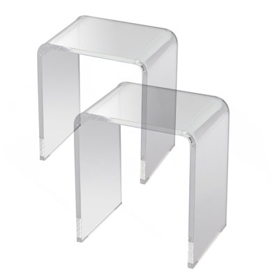 Table de bout en acrylique, 2 tables d'appoint en Lucite en forme de C, table d'appoint en acrylique transparent pour les boissons, la nourriture, les collations utilisées dans le salon, la chambre à coucher et le bureau