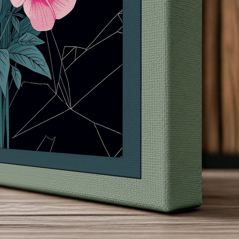 Pink Bouquet Botanical - Wrapped Canvas, 24x16 - 61.0 x 40.6 cm, Sage Border