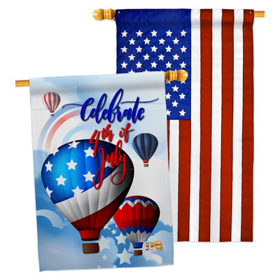 Ensemble de 2 drapeaux de maison 2 côtés 40 x 28 po de juillet à air chaud juillet impressions