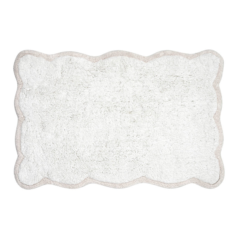 Ebern Designs Home Whitman Cotton Bath Rug, Single - 24" L x 17" W, White
