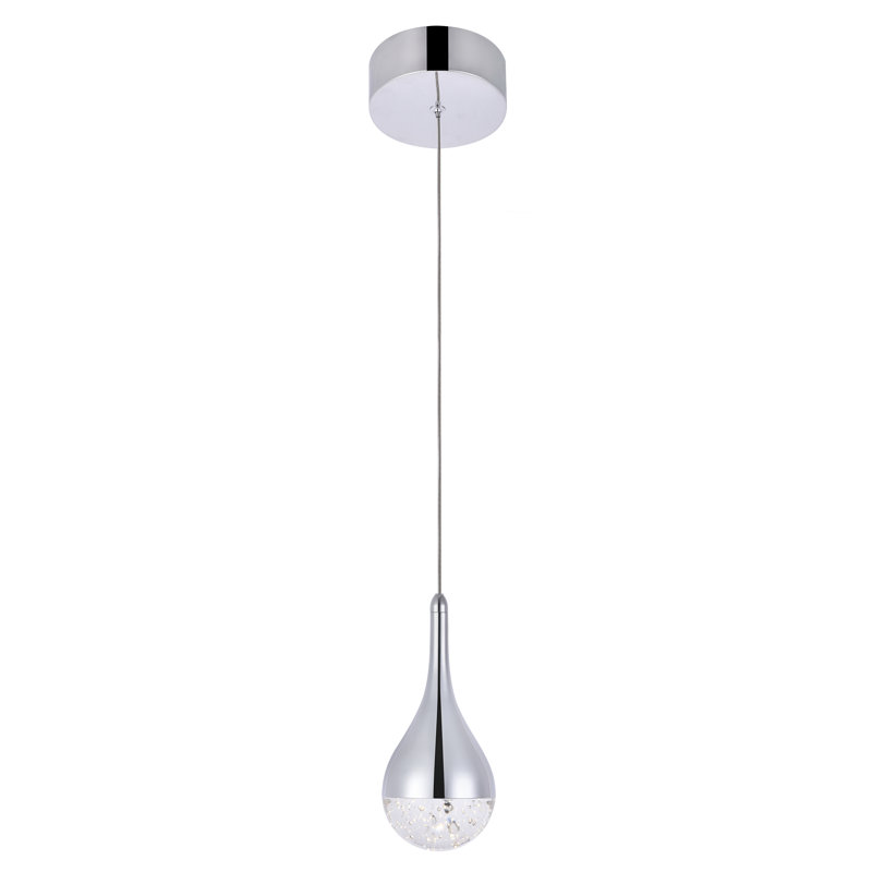 Luminaire suspendu à 1 lumière DEL en forme de goutte Carilyn, Chrome