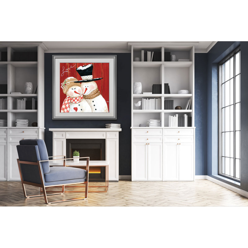 « frosty love », peinture, H 24 po x l 24 po x P 1,5 po, Encadrement argenté