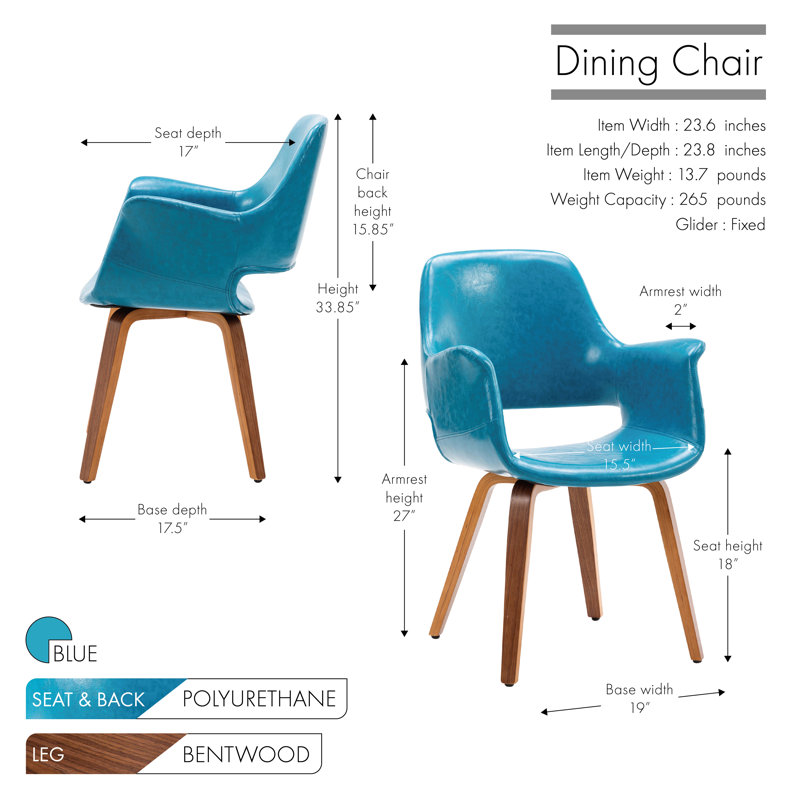 Jawed 18'' H Polyurethane Upholstered Armchair, Blue