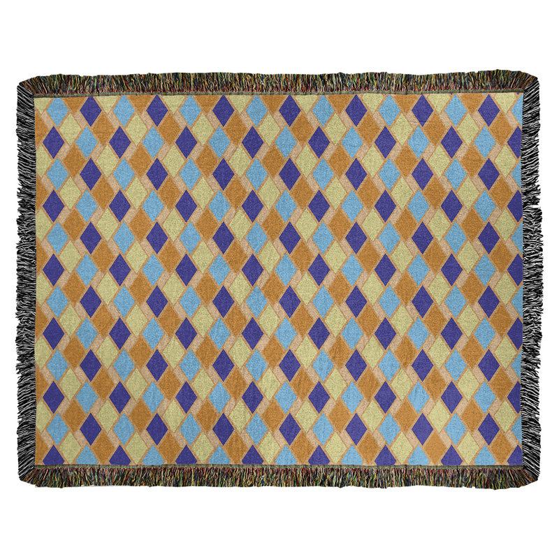 Couverture en coton Katelyn Elizabeth, l 60 po x L 80 po, Orange / Bleu