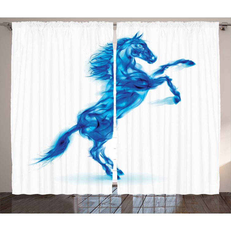 East Urban Home Horses Semi-Sheer Rod Pocket Curtain Panels | Wayfair