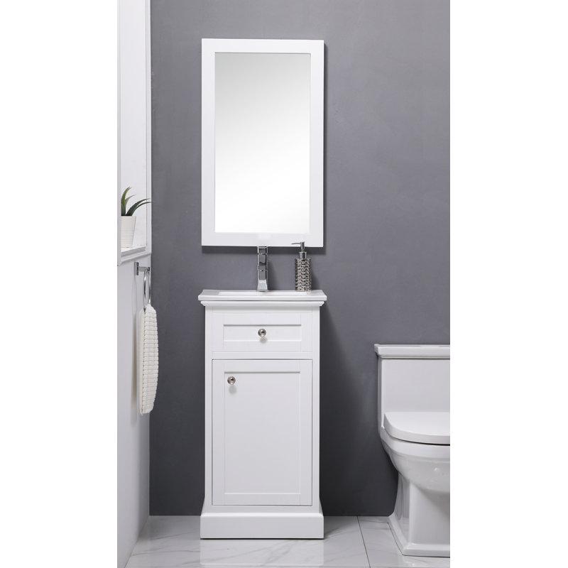 Ameriah 18'' Single Bathroom Vanity with Porcelain Top, White