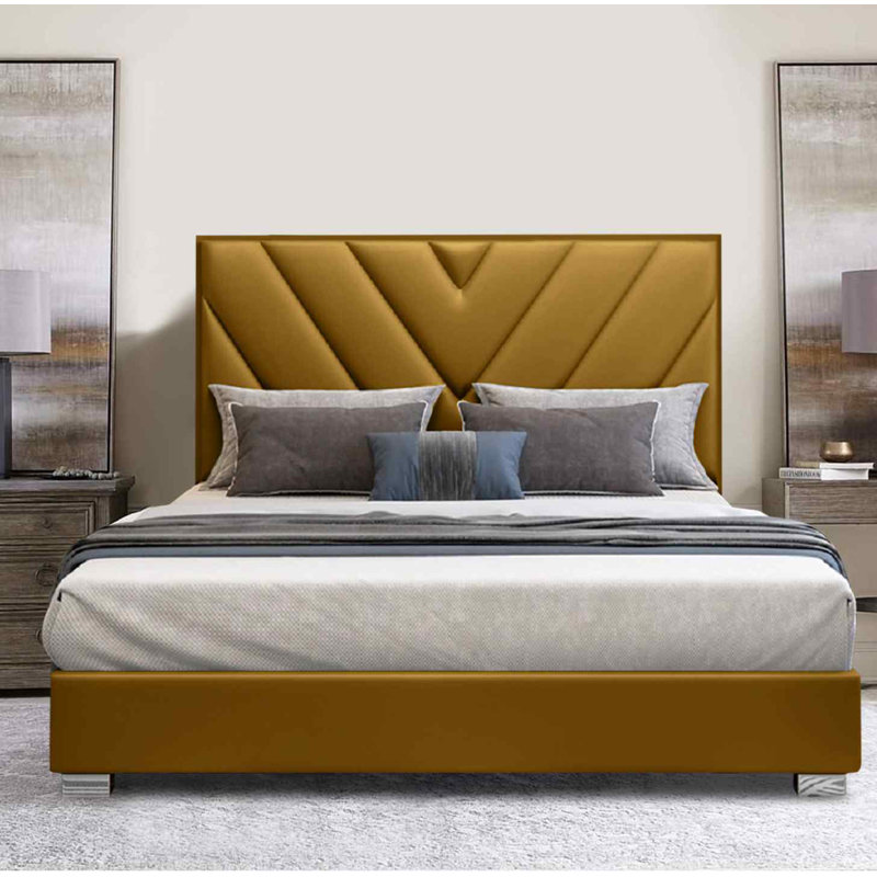 Upholstered Bed, Single (3'), Mustard