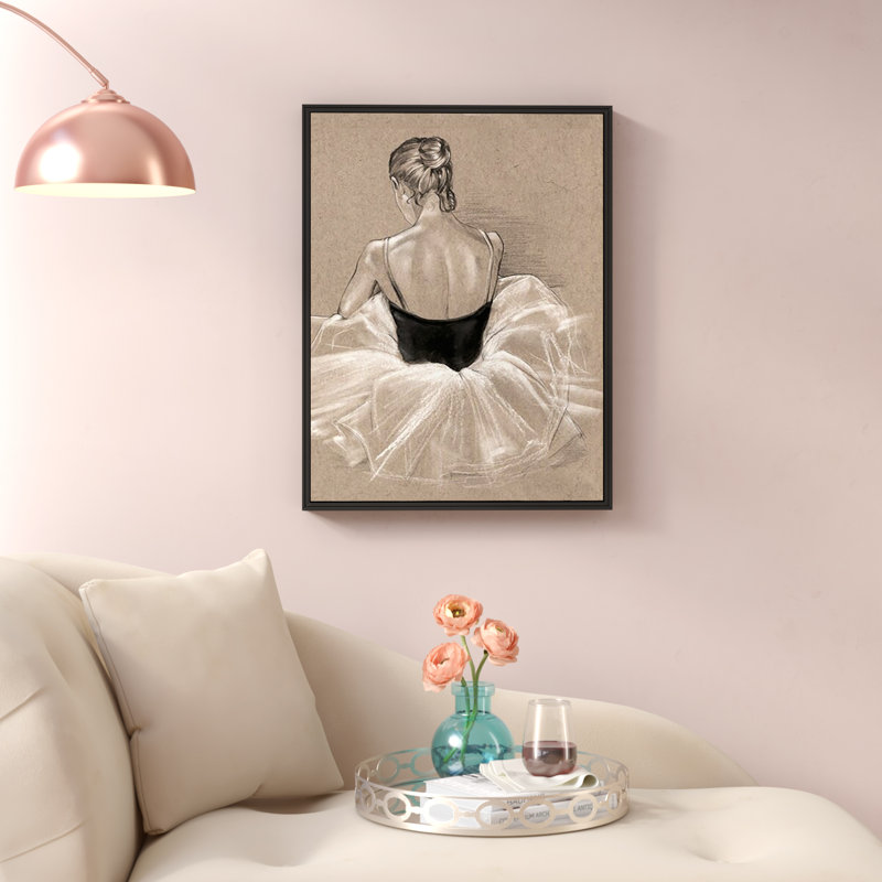 «Ballet Study II», peinture sur toile, Cadre flottant noir, H 25,7 po x l 19,7 po x P 1,75 po