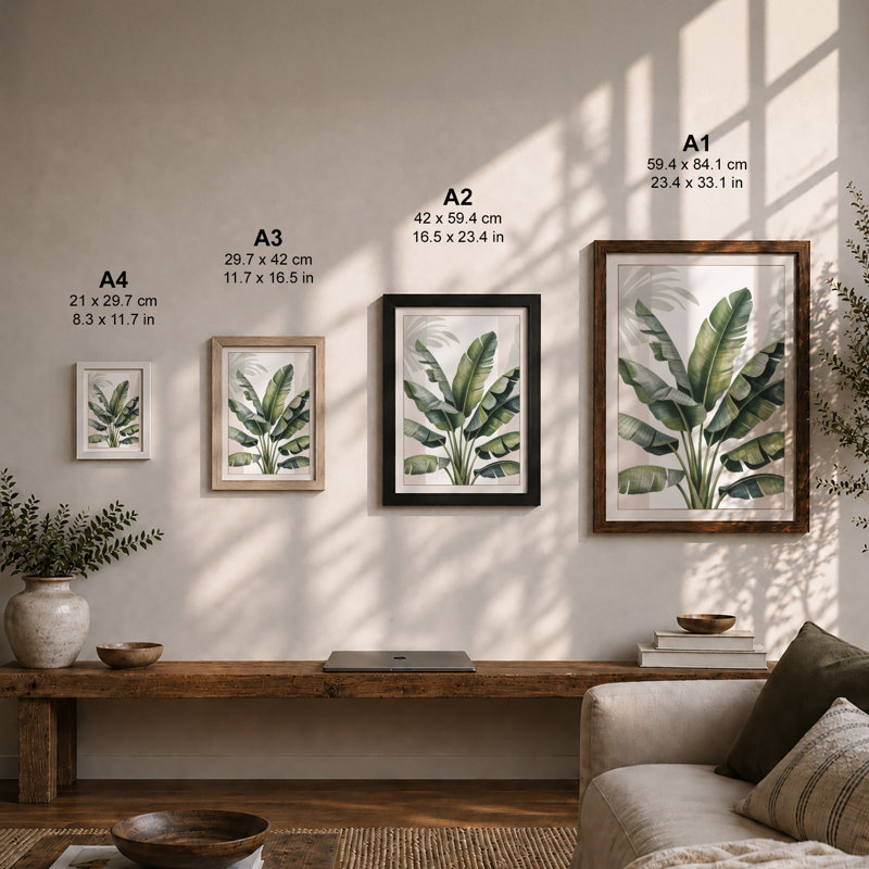 Tropical Fronds Botanical - Framed Print, Oak, A3 - 42.0 x 29.7 cm