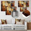 Art mural rétro rétro cubiste brun doré I - Collages abstraits-236379097-236379102