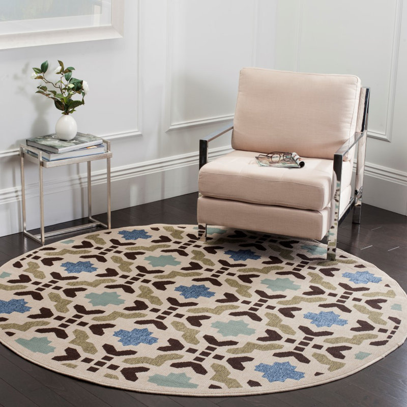 Northpoint Performance Geometric Indoor/Outdoor Area Rug, Round 6'7"
