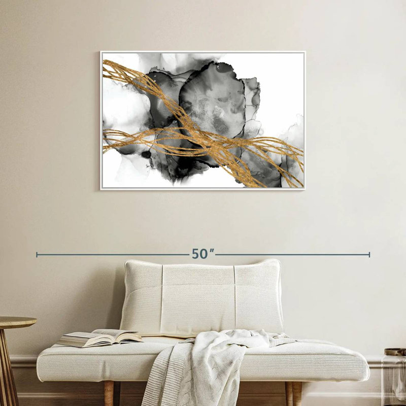 Matrice ondulée I, Cadre flottant blanc, 37 po x 25 po