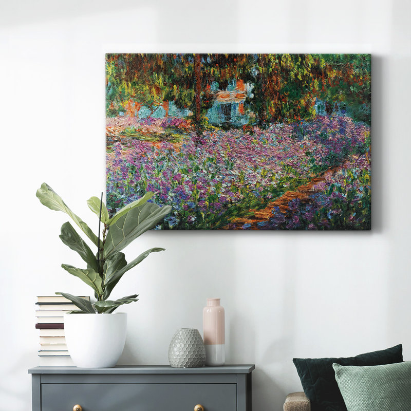 Iris dans le jardin de Monet, 1900, toile tendue avec galerie 03, H 12 po x l 18 po