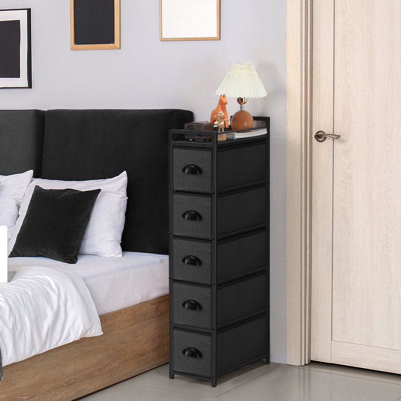 Rangement à 5 tablettes en tissu noir