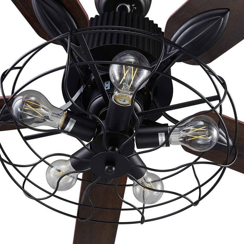 Dulin 52'' Ceiling Fan with Light Kit, Black  with Dark Brown Blades