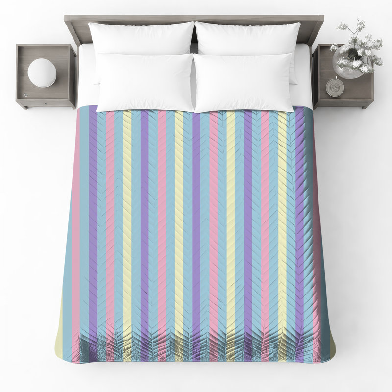 Couvre-lit matelassé à rayures pastel toutes tailles, Très grand lit