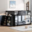 Lit superposé double en bois massif avec teinte, 4 tiroirs et 3 tablettes pour une chambre à coucher élégante-2134976822-2134976823