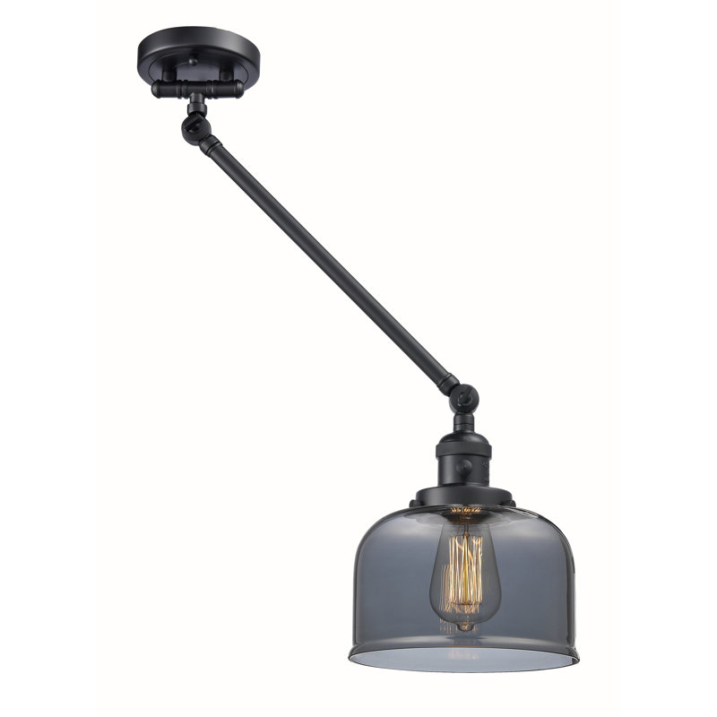 Talton Plug-in Swing Arm Sconce, 60 Watt Vintage Incandescent Bulb, Matte Black, Plated Smoked
