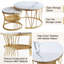 Round Nesting Coffee Tables (70+45Cm), Marble Effect V-Wire Frame With 2-Tier Storage Side Table-824180541
