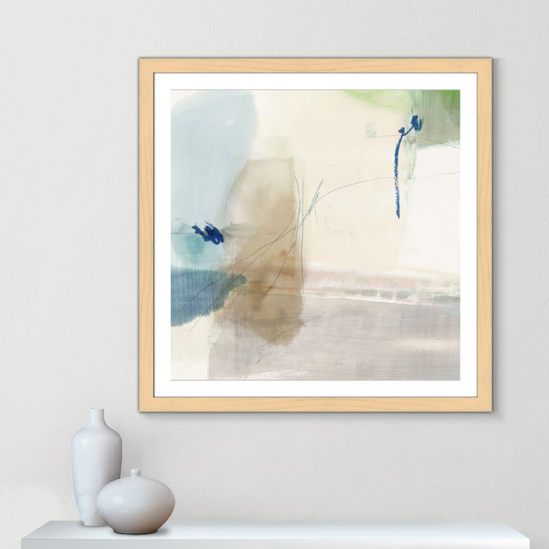 «Aquamarine Whispers II» par Casa Fine Arts, H 37,5 po x l 37,5 po, Encadré naturel