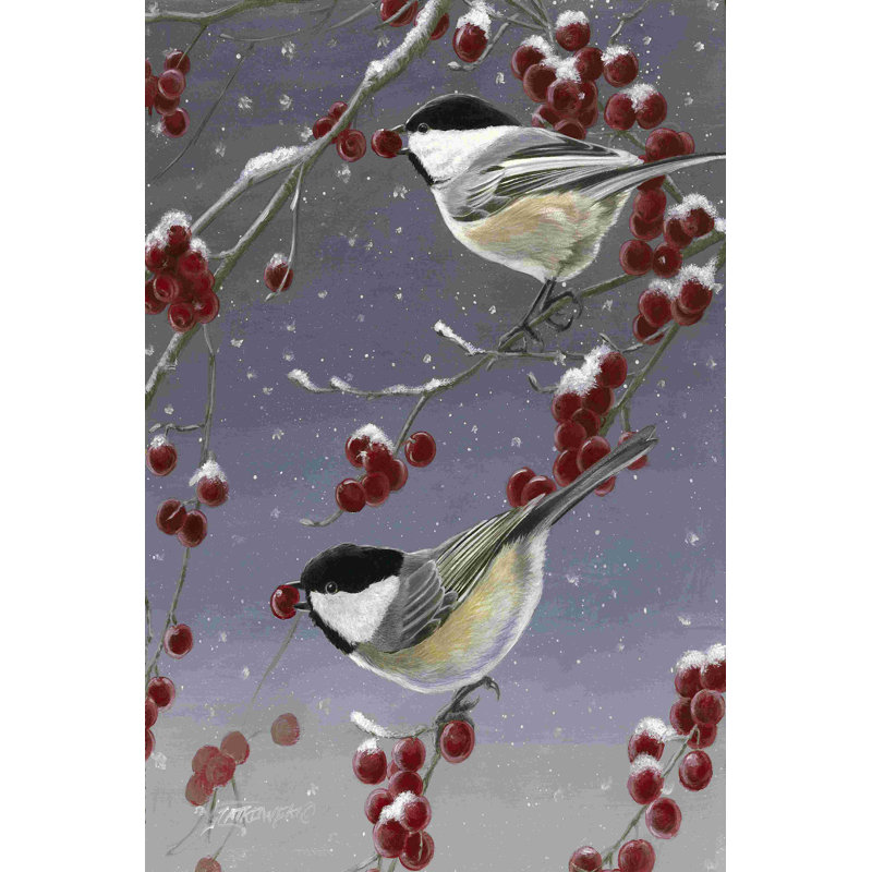 Mésanges d'hiver II, H 18 po x l 12 po x P 1,25 po
