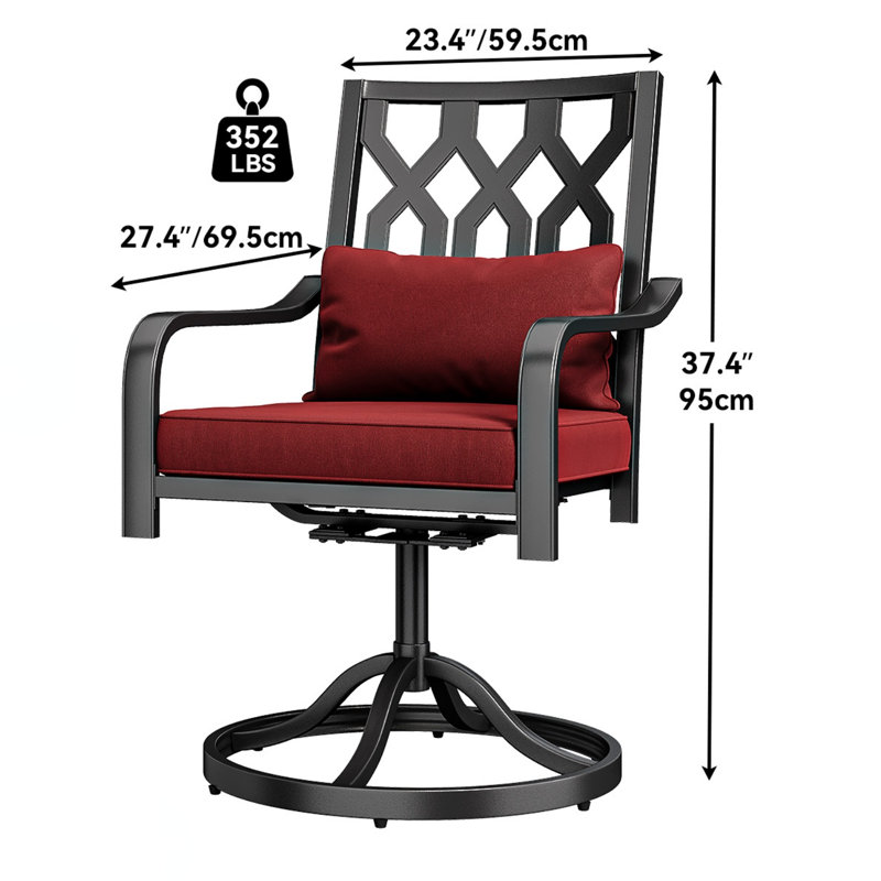 Mercedie Swivel Patio Dining Armchair with Cushions
