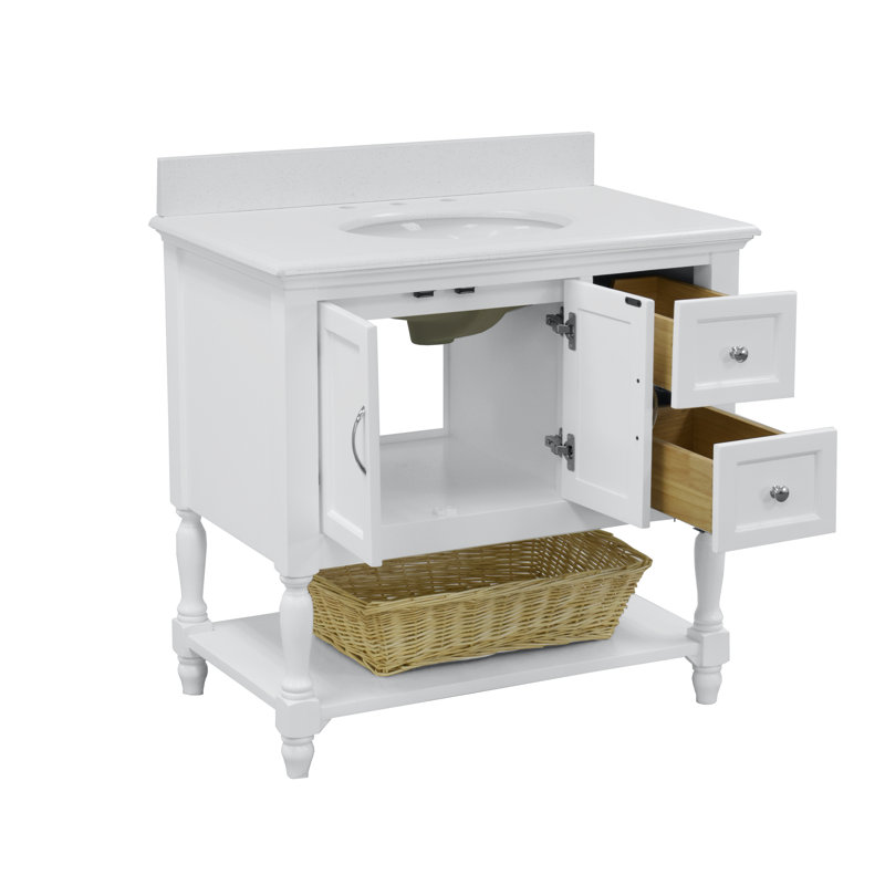 Ensemble de meuble-lavabo simple 36 po Hampton, Blanc, Quartz