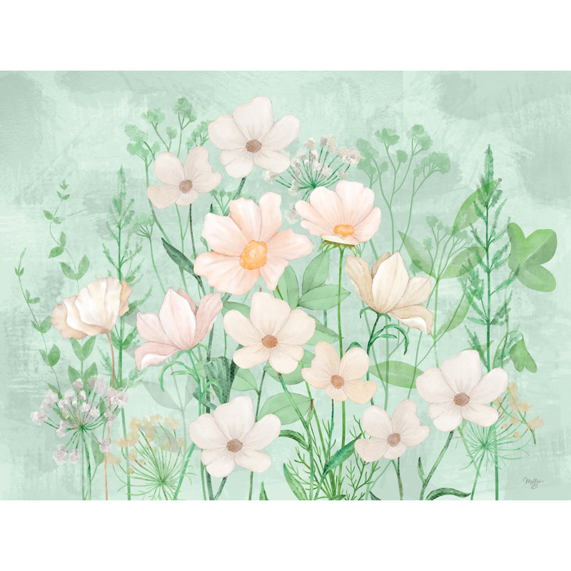 «Misty Mint Floral» sur toile par Mollie B., H 12 po x l 18 po x P 1,25 po